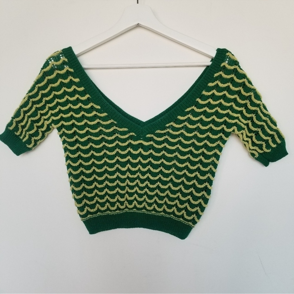 Zara Green knit crop top - Picture 6 of 8